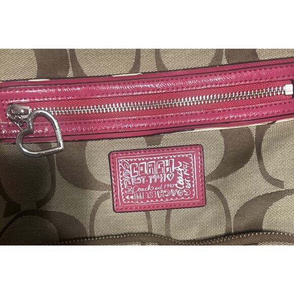 Authentic Coach Signature Poppy Backpack Tan Canvas/Pink Leather Trim F22948 - Picture 3 of 16